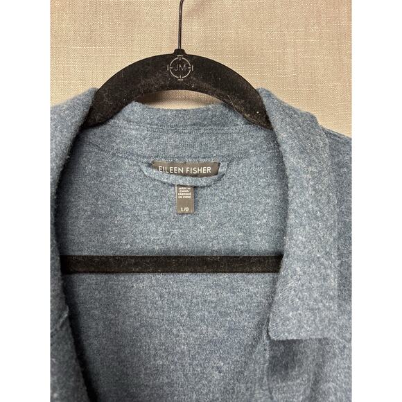 Beautiful Eileen Fisher Merino Wool Straight Long Cardigan Midnight Blue size L - Picture 2 of 7